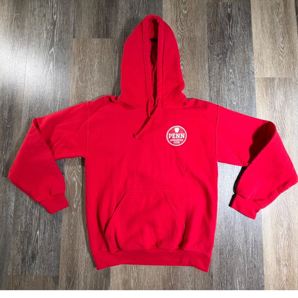 Gildan Hoodie Unisex Small Red Penn Athletics Club Graphic Pullover Sweatshirt